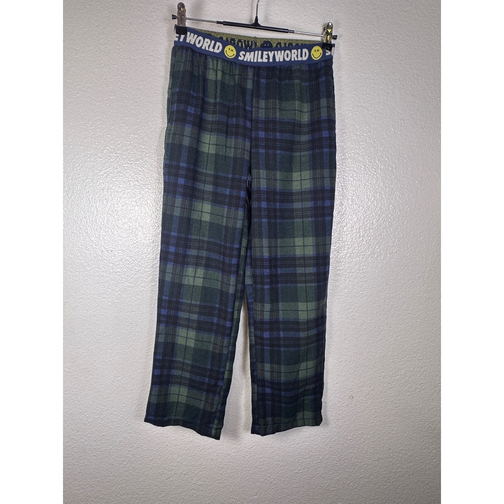 SmileyWorld Boys Plaid Pajama Pants Blue Green XL 14 NWT